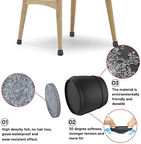 Extra Large Chair Leg Floor Protectors, (Fit: 1.84-2.36" Black).