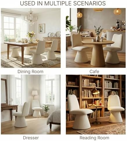 KISLOT Swivel Dining Chairs Set of 4, Modern Upholstered Dining Chair Mid Century Kitchen Chairs with High Back, 360 Degree Rotating Vanity Chair for Dining Room, Bedroom, Farmhouse, Beige