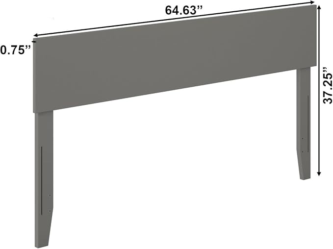 AFI, Orlando Queen Adjustable Modern Solid Wood Panel Headboard, Grey