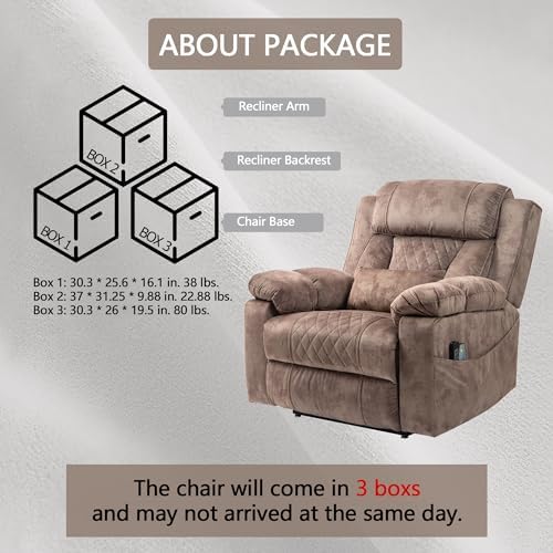 FUNECORP Big Man Power Lay Flat Lift Recliner Chair,Tan