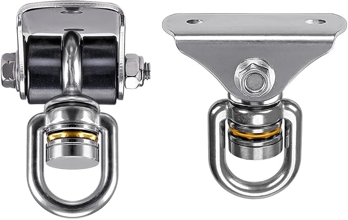 BeneLabel 2 Pack Silent Swing Hanger Heavy Duty Stainless Steel Swing Hook with Swivel Bearing for Hammock Chair, Porch Swing, Yoga Silk, Punching Bag 1000 lbs Capacity