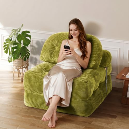 Folding Sofa Bed, Convertible Sleeper Chair with Back Support and Pillow