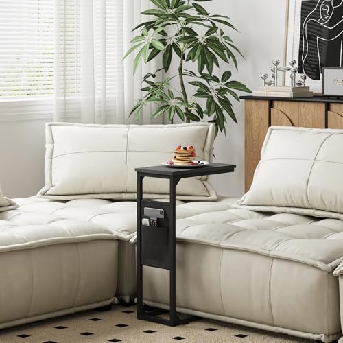 TUTOTAK C Shaped End Table, Side Table for Couch, Sofa Table