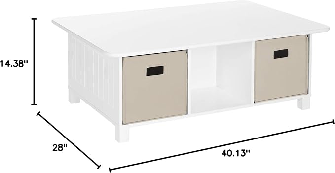 RiverRidge Home RiverRidge Activity Table, White with Taupe Bins