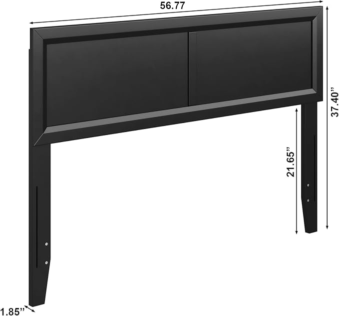 AFI, Sophia Adjustable Modern Full Wood Headboard, Black