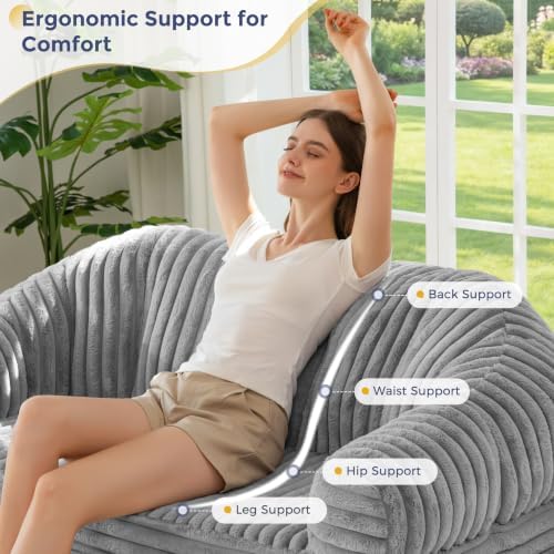 MAXYOYO Folding Sofa Bed Chair, Sleeper Chair for Adults, Faux Fur