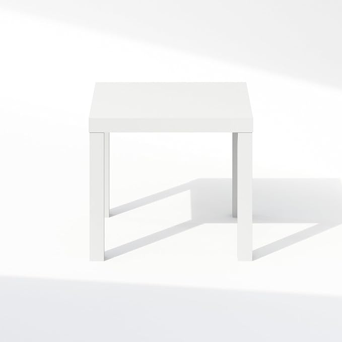 Furinno Classic Coffee Table, Square Modern Center Table with Triple Thick Tabletop, Simple Side Table with 4 Legs, for Living Room, Bedroom, Home Office, White
