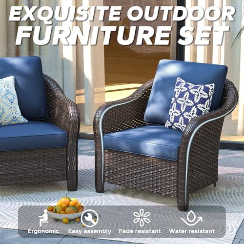 3 Piece Patio Furniture Set, Wicker Outdoor Conversation Set