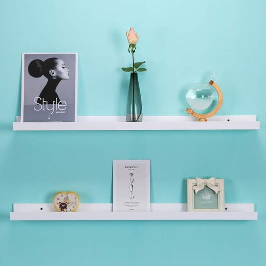 AZSKY 36 Inch Picture Ledge Shelf Floating Shelves Wall Mounted Set of 2 White
