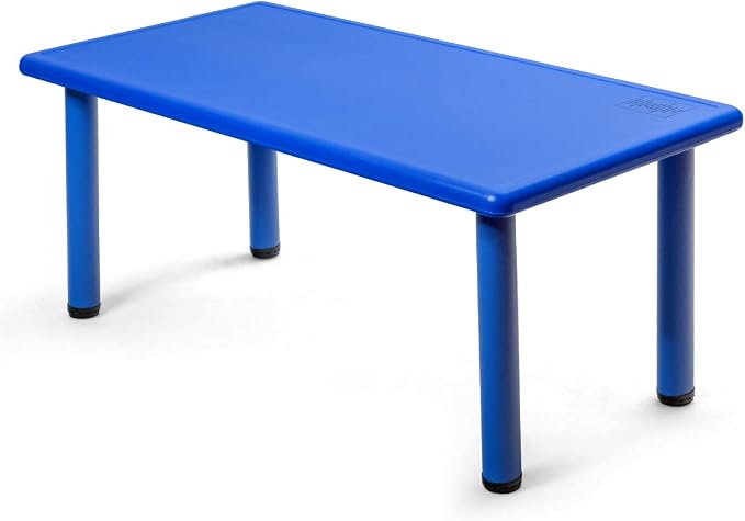 Costzon 47 x 23.5 Inch Rectangular Kids Table, Children School Activity Table for Reading Drawing Dining Playing, Multifunctional Plastic Table w/Steel Pipe, Toddler Furniture for Boys & Girls (Blue)