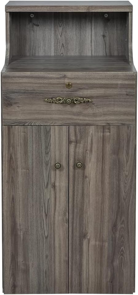 Dir Reception Desk, Receptionist Area Counter for Lobby, Salon, Office Spas with Lights Valencia, Rustic