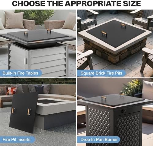 Fire Pit Lid Square 38", Heat Resistant Metal Firepit Cover