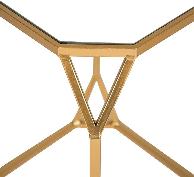 Glitzhome Modern Nesting Tables, Set of 2 Coffee Table with Tempered Glass Top, Side/End Tables for Living Room Bedroom, Accent Tea Tables with Metal Frame - Golden
