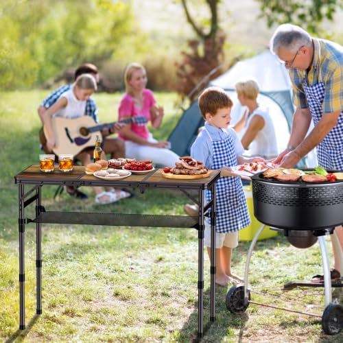 Camping Table Foldable with Storage Net, 35" X16" Portable Table