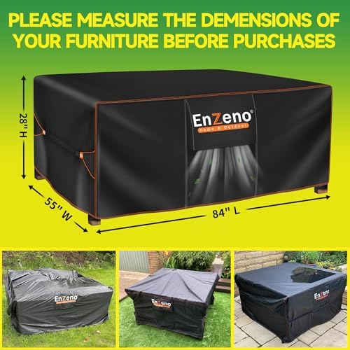 Enzeno Patio Furniture Cover Outdoor Waterproof 84" L x 55" W x 28" H