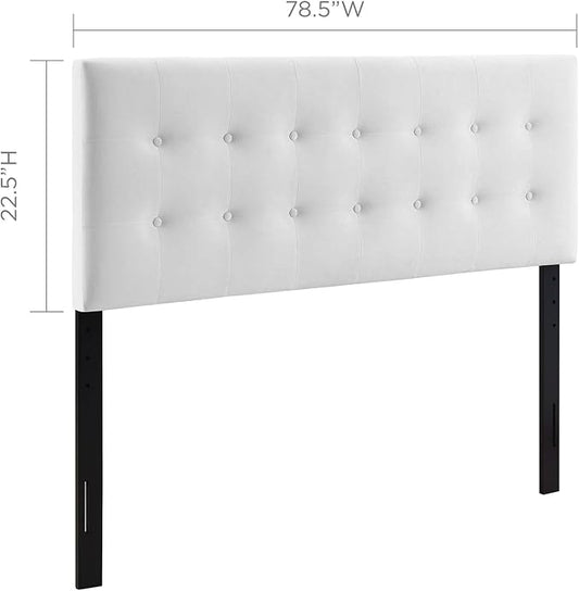 Modway Emily King Biscuit Tufted Performance Velvet Headboard, White