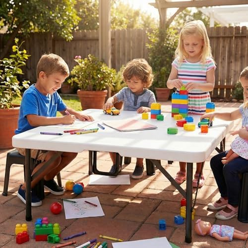 34" Folding Card Table Square Portable with Detachable Legs White