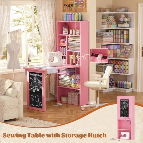 Armocity Small Folding Desk with Outlets, Fold-Out Murphy Desk Craft Table