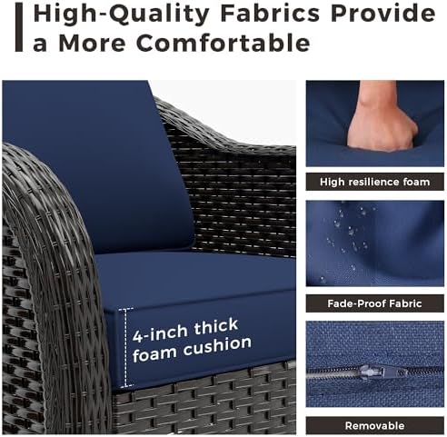 4 Piece Patio Furniture Set, Wicker Outdoor Conversation Set