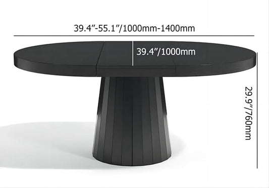 homary Extendable Dining Table for 6 Round to Oval 39"-55", Solid Wood Kitchen Table for 4-6 People, Space-Saving Design for Small Spaces & Family Gatherings