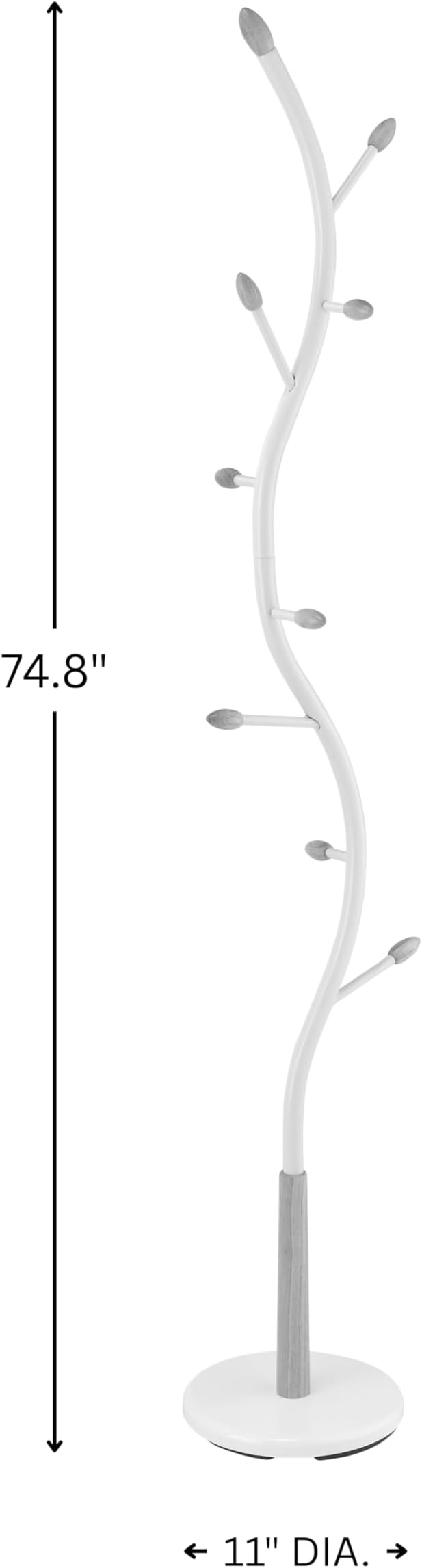 Roundhill Furniture Arles Metal Black and Walnut Standing Coat Rack