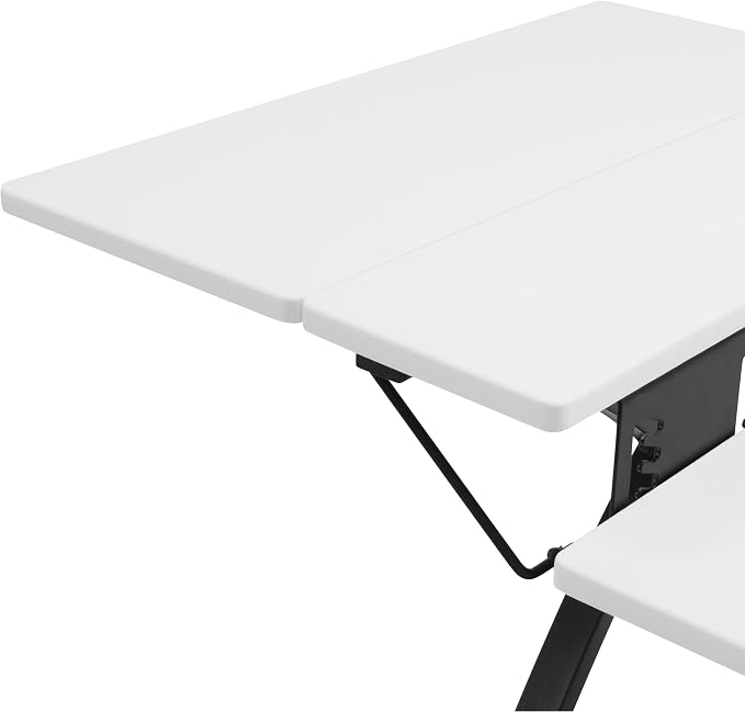 Sew Ready Comet Plus Hobby and Sewing Table with Lower Shelf, Black/White