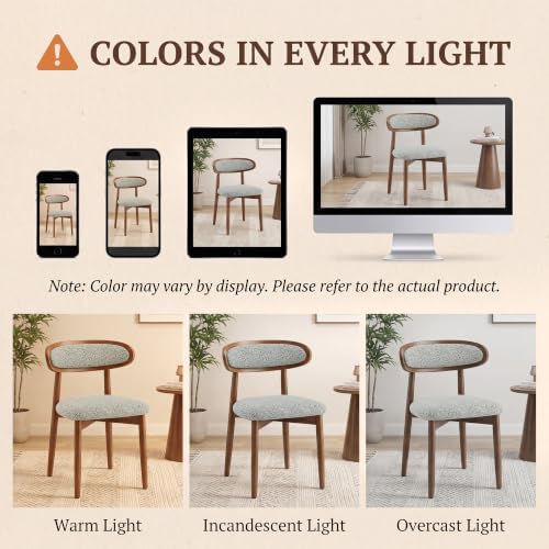 Wooden Dining Chairs set of 6, Farmhouse Dinner Chairs with Curved Back