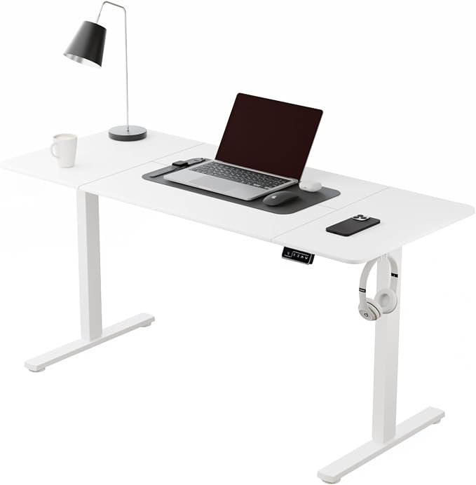 ERGOMAKER Electric Standing Desk, 67" x 23.6" Height Adjustable Sit Stand Desk with Splice Board for Home Office, Computer Table Memory Preset (White Frame, White Desktop)
