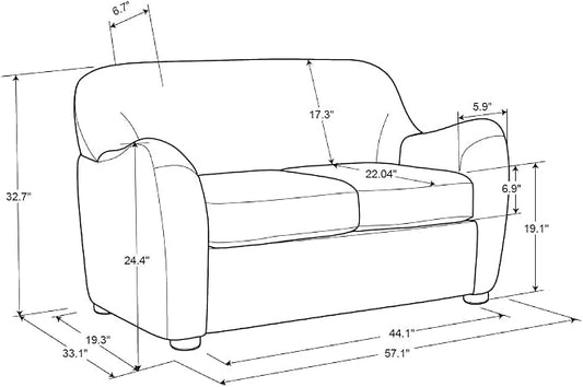 Studio Living® Jennifer 57.1" Loveseat, Modern Style, Pocket Coil Comfort, Natural Wood Legs, Boucle Fabric, Pebble