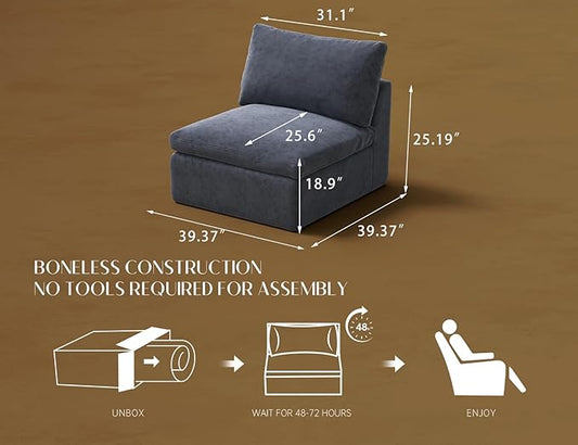 ohllob Middle Back for Cloud Sectional Couches Living Room, Modular, Boneless