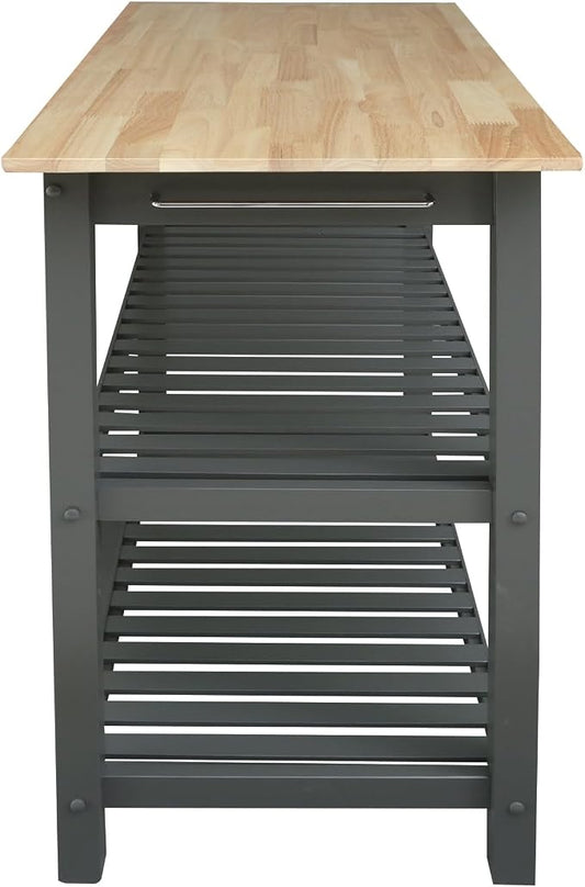 Casual Home Kitchen Island with Solid American Hardwood Top, Slate Gray, 40" W (373-932)