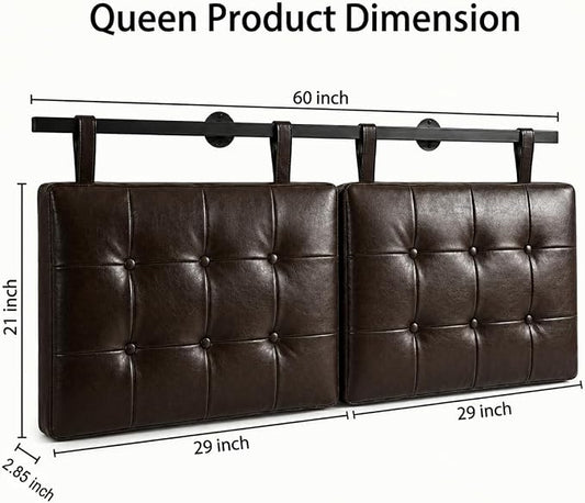 Queen Headboard only, Wall Mounted Headboard for Adjustable Bed, Hanging Head Board for Queen Size Bed Button Tufted Upholstered Headboard Cabeceras De Cama for Bedroom, Dorm, Dark Brown Faux Leather