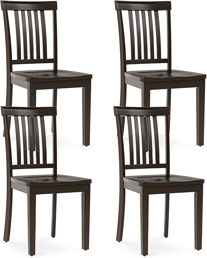 COLAMY Wooden Dining Chairs Set of 4, Spindle High Back Windsor Kitchen Side Chair, Farmhouse Dining Chairs for Kitchen and Dining Room, Dark Brown