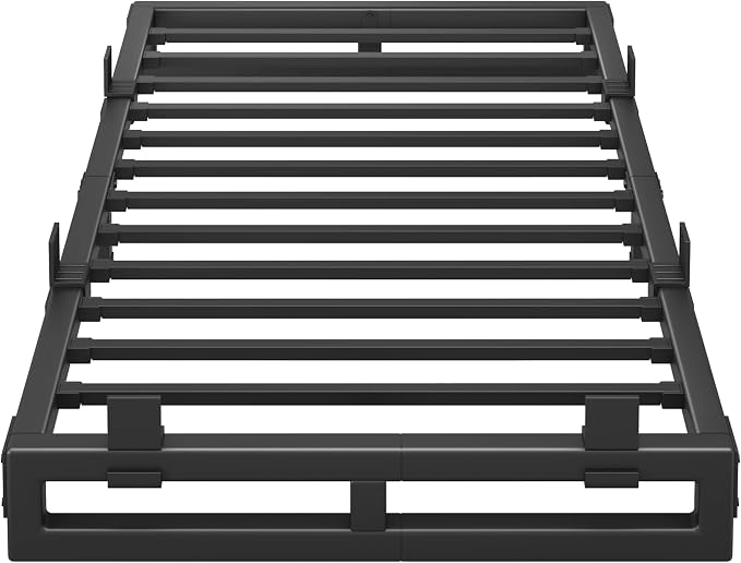 Twin Bed Frames, 6 Inch Metal Platform Bed Frame with Squeak Free U-Slot Design, 6 Non-Slip Guards, 3500lbs Heavy Duty Steel Slat Support, No Box Spring Needed, Under Bed Storage, Black