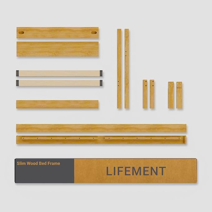 LIFEMENT Full Bed Frame Classic Wood Platform, Noise Free, Under Bed Storage, No Box Spring Needed, Easy Assembly, Natural