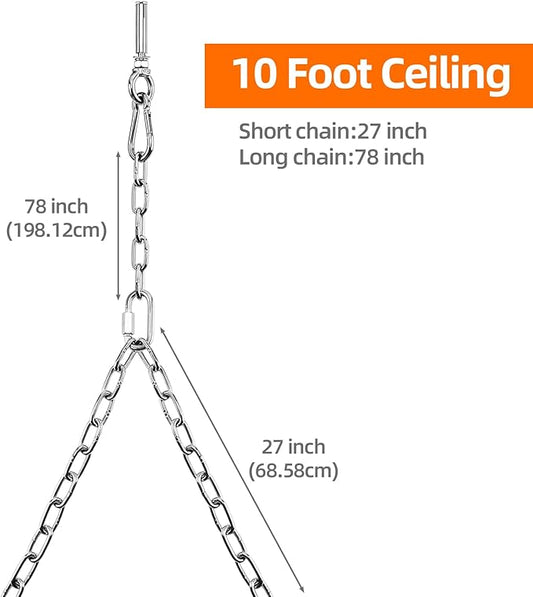 Yaeccc Heavy Duty Porch Swing Hanging Chain Kit,2 Pack Stainless Steel Porch Swing,1500 Lbs Capacity, Indoor/Outdoor Hanging Hardware (Silver, 105'' Long Chain)
