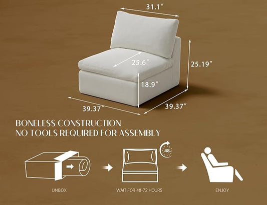 ohllob Middle Back for Cloud Sectional Couches Living Room, Modular, Boneless