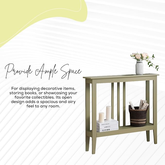 Kings Brand Narrow Console Table w/Storage Shelf, Lemon Pepper | Narrow Console Table with Storage Shelf – Slim Design Fits Entryways, Hallways, Behind Sofas, Shelf Décor, Books, Essentials