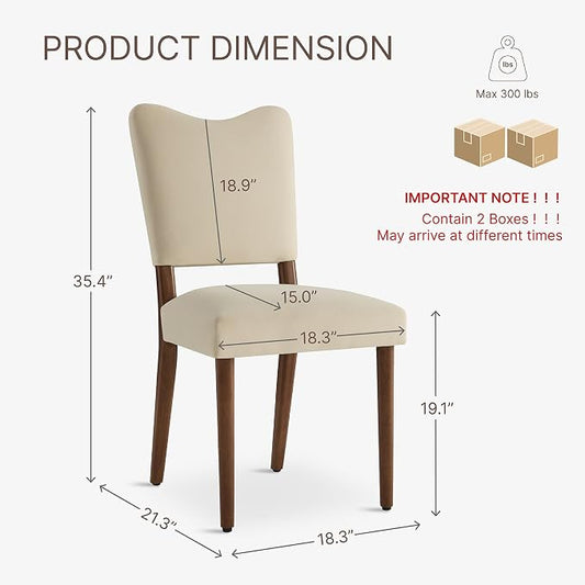 KISLOT Upholstered Dining Chairs Set of 4, Modern Velvet Kitchen Chairs with Solid Wood Legs, High Back Wooden Dining Room Chairs with Dark Walnut Color Legs for Farmhouse Kitchen Dining Room, Linen