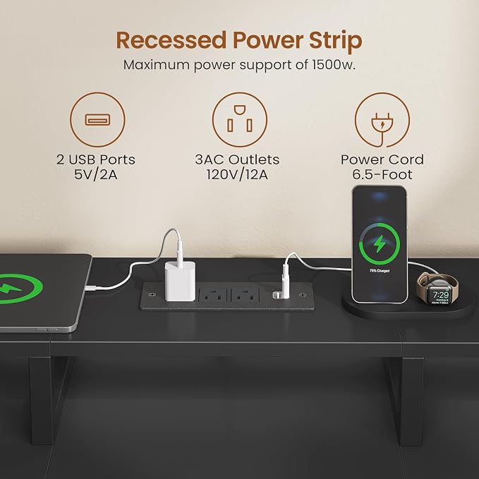 SEDETA 94.5" 2 Person Gaming Desk, Long Office Computer Desk with 8 Drawers & LED Light, Two Person Desk with Storage, Power Strip & Monitor Shelf for Home Office, Black