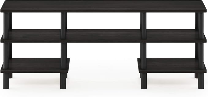 Furinno Turn-N-Tube 3-Tier Multipurpose Wide Shelf TV Stand, Espresso/Black