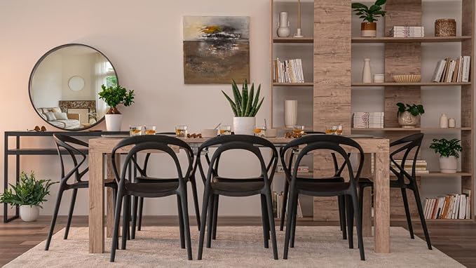 Mobili Fiver, First Extendable Table, 47.2(78.7) x31.5 in, Dark Walnut, for 6-8 People, Expandable Dining Table for Kitchen, Living Room, Italian Furniture