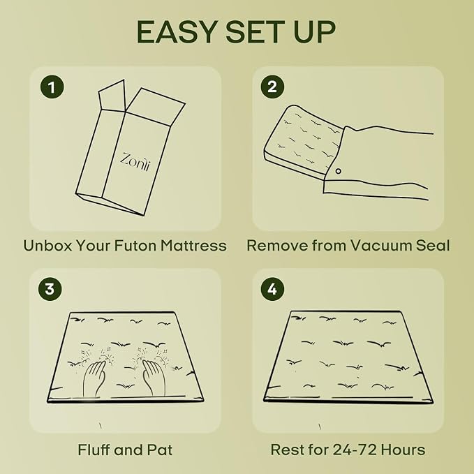 ZonLi Japanese Floor Futon Mattress Queen Size 80"x 60", 100% Cotton Cover 4" Thicken Tatami Mattress, Foldable Sleeping Pad, Portable Dormitory Tatami Mat, Roll Up Floor Lounger Bed for Adult
