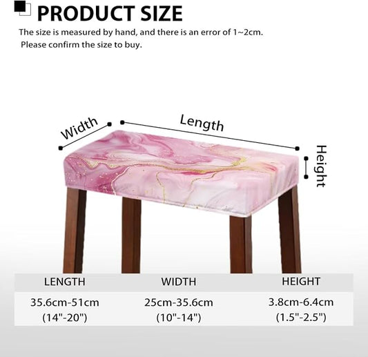 Pink Marble Print Bar Stool Seat Covers Rectangle Stool Covers Set of 2 Bench Covers Slipcover Rectangle Stretch Counter Height Bar Stools Slipcovers Counter Stool Covers Saddle Seat Cover