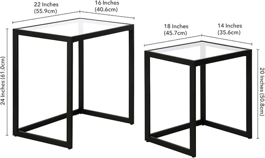 Henn&Hart Rectangular Nested Side Table in Blackened Bronze, Table for Living Room, Bedroom