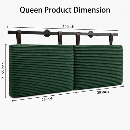 Queen Headboard only, Wall Mounted Headboard for Adjustable Bed, Hanging Head Board for Queen Size Bed Upholstered Headboard Cabeceras De Cama for Bedroom, Dorm, Guest Room, Green