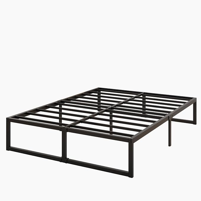 Lutown-Teen 16 Inch Full Size Bed Frame No Box Spring Needed, Heavy Duty Metal Platform Beds with Sturdy Steal Slats for Mattress Foundation, Easy Assembly, Noise Free, Black