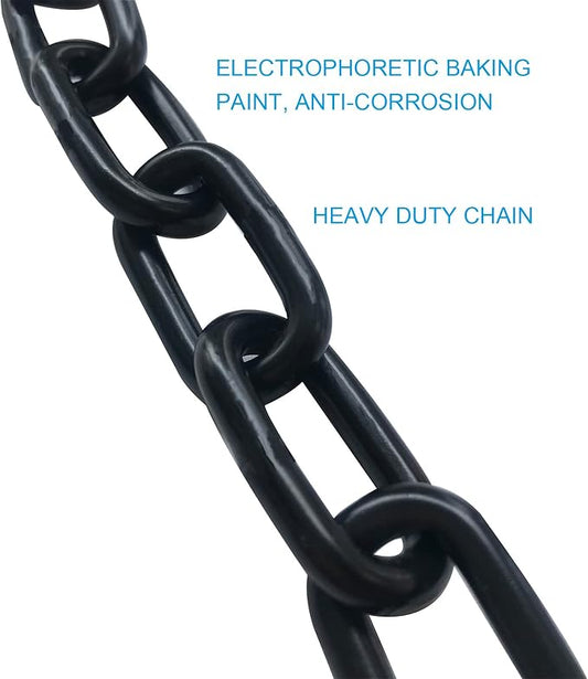 2Pcs Black Heavy Duty Hanging Chains with 4 Carabiners, Chair Hardware for Indoor Outdoor Playground Hammock Punching Bags 800 LB Capacity Small Chain Double Clips (Black Metal-1 PCS)