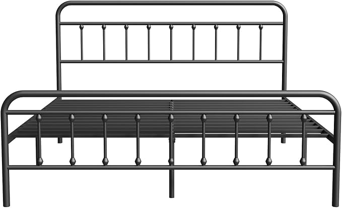Novilla Metal King Size Bed Frame - Modern Minimalist Victorian Style with Headboard/Footboard, Heavy-Duty Steel Slats/Underbed Storage/No Box Spring Needed/Easy Assembly/Noise Free/Black