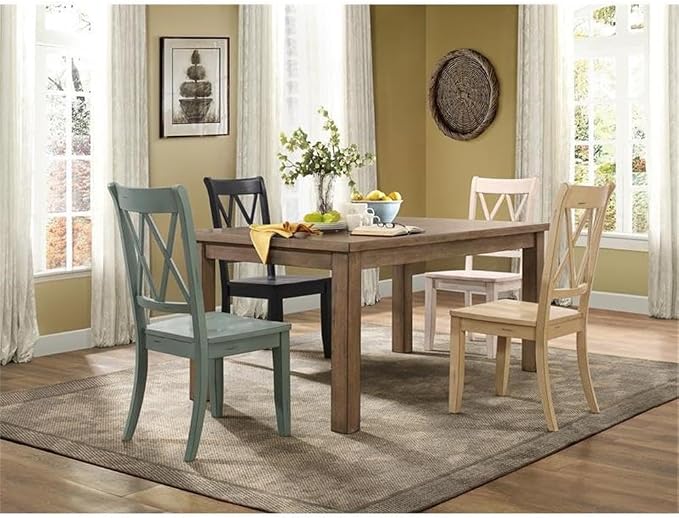 Lexicon Janina 66" Rectangular Dining Table, Solid Wood Frame with Pine Veneer Top, Dining Room Furniture, Natural Finish Rustic Farmhouse Kitchen Table for 4, 38" D x 66" W x 30" H - Natural